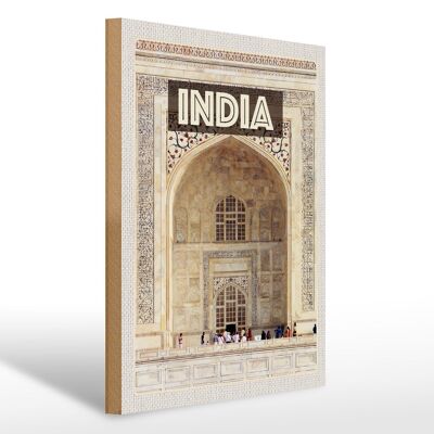 Cartel de madera viaje 30x40cm India Taj Mahal entrada personas