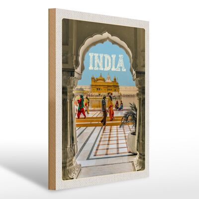 Holzschild Reise 30x40cm Indien Goldener Tempel Amritsar