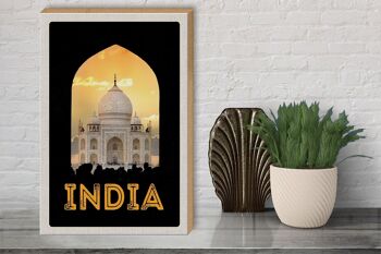 Panneau en bois voyage 30x40cm Inde Taj Mahal photo panoramique 3