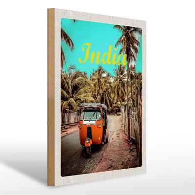 Cartel de madera viaje 30x40cm India Street Tuk Tuk Taxi Asia