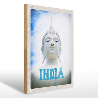 Cartel de madera viaje 30x40cm India religión hinduismo escultura