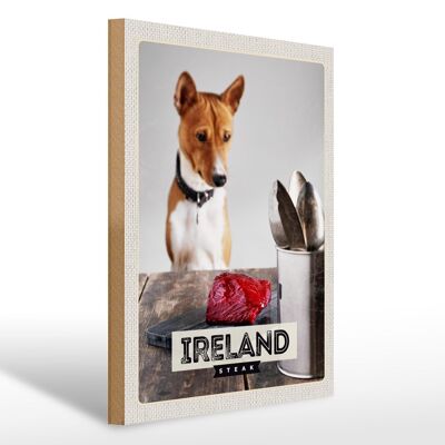Cartel de madera viaje 30x40cm Irlanda Europa Steak Dog Island