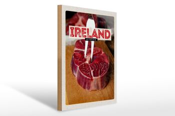 Panneau en bois voyage 30x40cm Irlande nourriture steak rouge viande 1