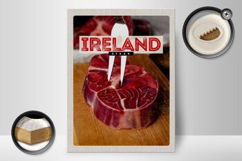 Panneau en bois voyage 30x40cm Irlande nourriture steak rouge viande 2