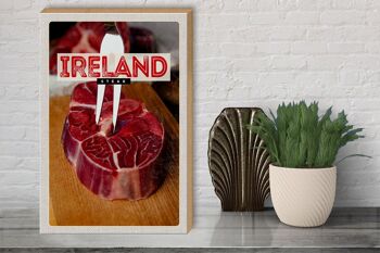 Panneau en bois voyage 30x40cm Irlande nourriture steak rouge viande 3