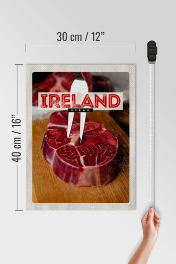 Panneau en bois voyage 30x40cm Irlande nourriture steak rouge viande 4