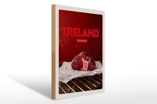 Holzschild Reise 30x40cm Irland bestes rotes Steak im Ofen