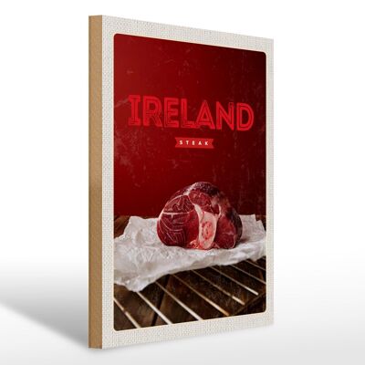 Cartel de madera viaje 30x40cm Irlanda el mejor filete rojo al horno