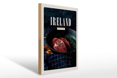 Holzschild Reise 30x40cm Irland Steak angebraten Pfeffer