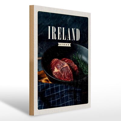 Holzschild Reise 30x40cm Irland Steak angebraten Pfeffer