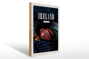 Panneau en bois voyage 30x40cm Irlande steak poivre frit 1