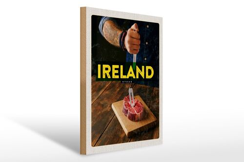 Holzschild Reise 30x40cm Irland irländisches Hereford Steak