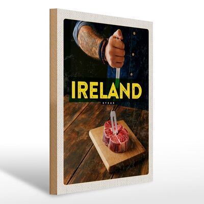 Holzschild Reise 30x40cm Irland irländisches Hereford Steak