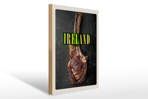 Holzschild Reise 30x40cm Irland Irisches Anbus Tomahawk Steak