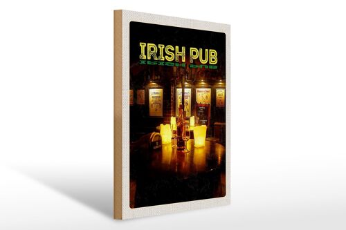 Holzschild Reise 30x40cm Irland Irisches Pub Wein Alkohol