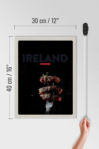 Panneau en bois voyage 30x40cm fourchette à steak de viande Irlande 4