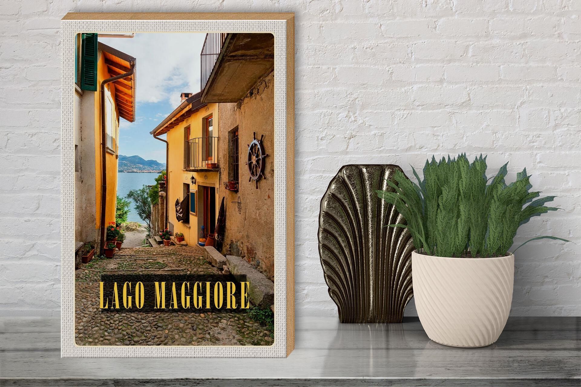 Buy wholesale Wooden sign travel 30x40cm Lago Maggiore Italy side