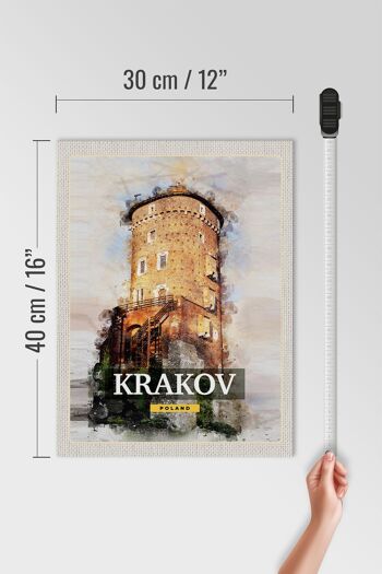 Panneau en bois voyage 30x40cm tour de Cracovie peinture voyage destination de voyage 4