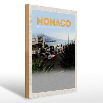 Cartello in legno da viaggio 30x40 cm Monaco Francia spiaggia di corse automobilistiche