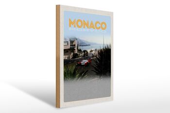 Panneau en bois voyage 30x40cm Monaco France course automobile plage 1