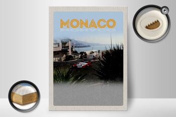 Panneau en bois voyage 30x40cm Monaco France course automobile plage 2
