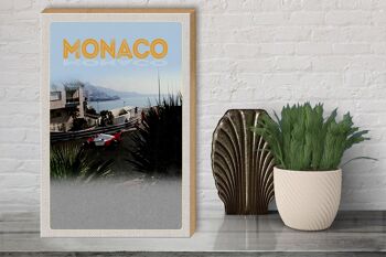 Panneau en bois voyage 30x40cm Monaco France course automobile plage 3