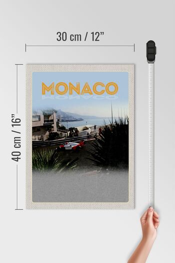 Panneau en bois voyage 30x40cm Monaco France course automobile plage 4