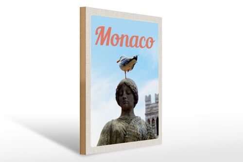 Holzschild Reise 30x40 Monaco Frankreich Europa Skulptur Vogel