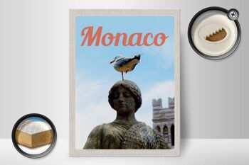 Panneau en bois voyage 30x40 Monaco France Europe sculpture oiseau 2