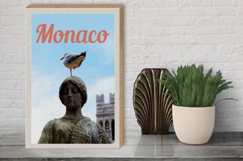 Panneau en bois voyage 30x40 Monaco France Europe sculpture oiseau 3