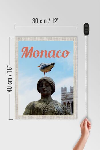 Panneau en bois voyage 30x40 Monaco France Europe sculpture oiseau 4