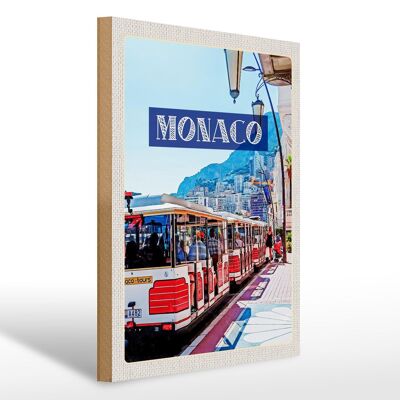 Cartello in legno da viaggio 30x40 cm Monaco Francia tour viaggio nel centro città