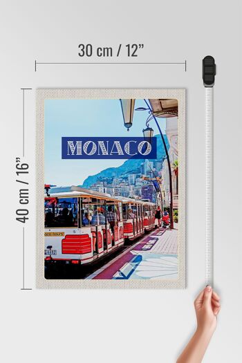 Panneau en bois voyage 30x40cm Monaco France tour centre ville voyage 4