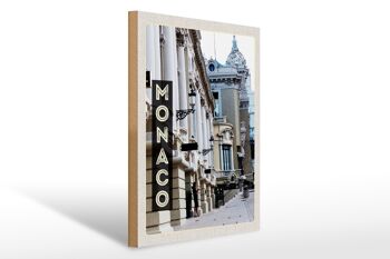 Panneau en bois voyage 30x40cm Monaco FR vieille ville façade blanche 1