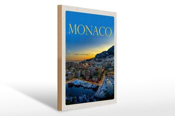 Panneau en bois voyage 30x40cm Monaco France yacht luxe 1