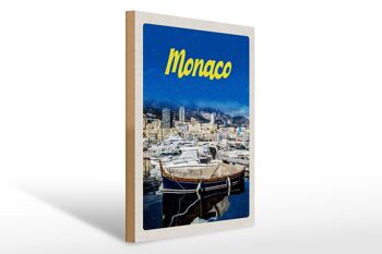 Panneau en bois voyage 30x40cm Monaco France yacht plage mer 1