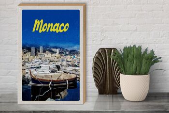 Panneau en bois voyage 30x40cm Monaco France yacht plage mer 3