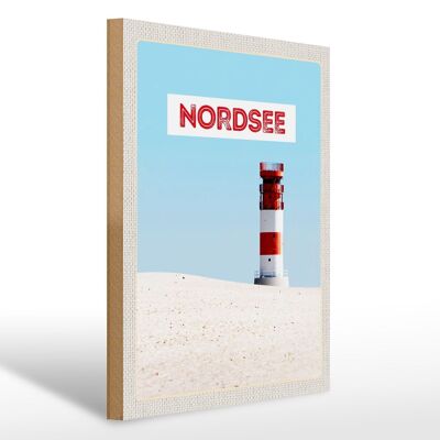 Wooden sign travel 30x40cm North Sea Germany sea lighthouse