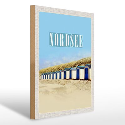 Cartello in legno da viaggio 30x40 cm Mare del Nord spiaggia casa al mare sole