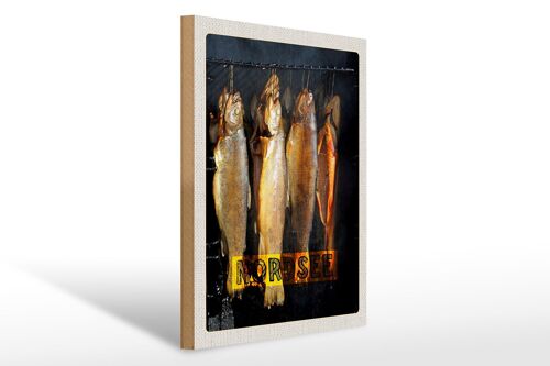 Holzschild Reise 30x40cm Nordsee Fisch Essen Delikatesse Speisen