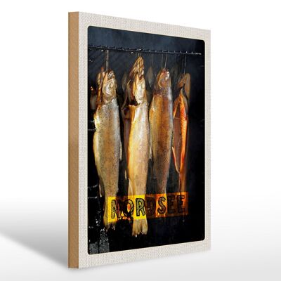 Cartel de madera de viaje 30x40cm comida para peces del Mar del Norte comida delicada