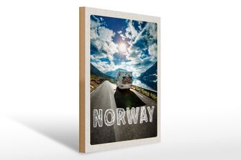 Panneau en bois voyage 30x40cm Norvège camping voyage vélo mer 1