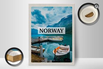 Panneau en bois voyage 30x40cm Norvège bateau île voyage de vacances 2
