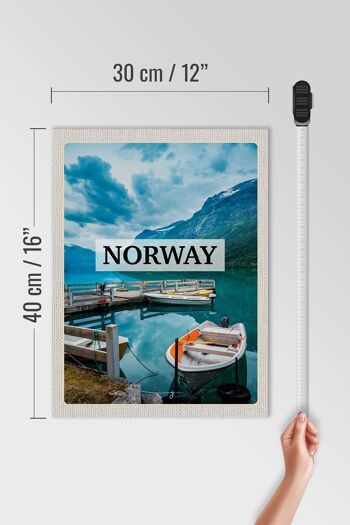 Panneau en bois voyage 30x40cm Norvège bateau île voyage de vacances 4