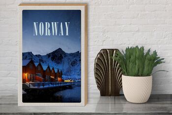Panneau en bois voyage 30x40cm Norvège hiver neige lieu de vacances 3