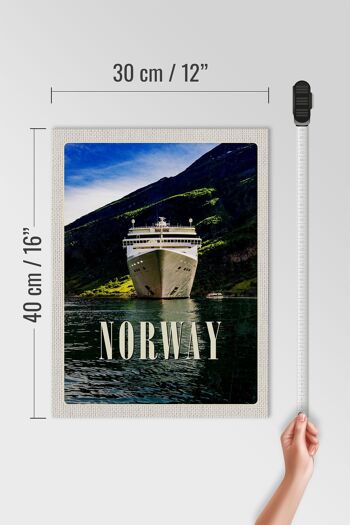 Panneau en bois voyage 30x40cm Norvège yacht montagnes mer nature 4