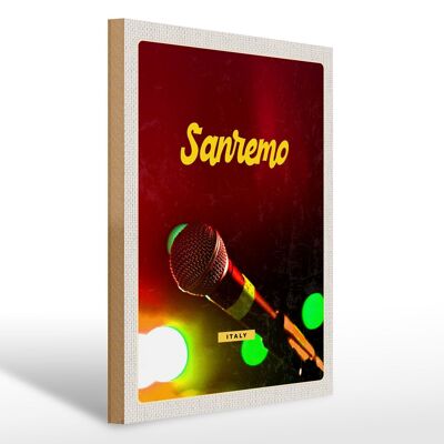 Cartello in legno da viaggio 30x40 cm Esibizione della banda musicale di Sanremo Italia
