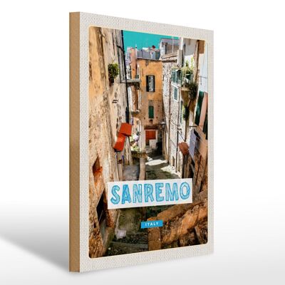 Panneau en bois voyage 30x40cm Sanremo Italie bâtiment de la vieille ville
