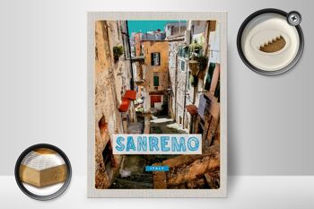 Panneau en bois voyage 30x40cm Sanremo Italie bâtiment de la vieille ville 2