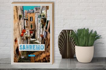 Panneau en bois voyage 30x40cm Sanremo Italie bâtiment de la vieille ville 3